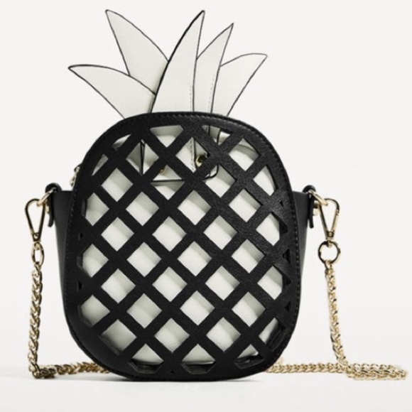 Zara Handbags - Zara Pineapple Black White Basket Bag
